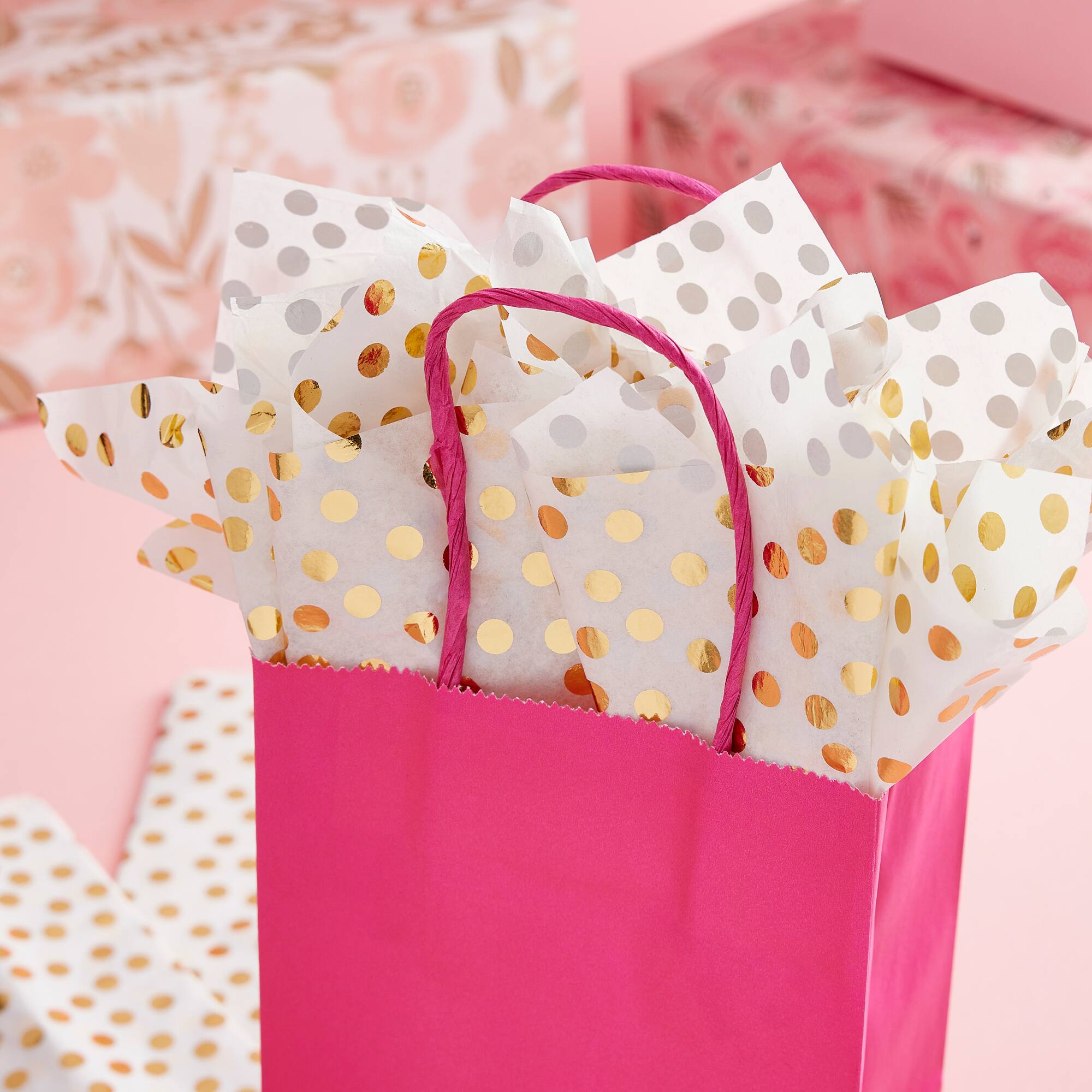 12 Packs: 5 ct. (60 total) White & Gold Dots Tissue Paper by Celebrate It™